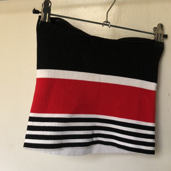 Dynamite tube top with red, black and white stripes, size XS - Picture 3 of 4